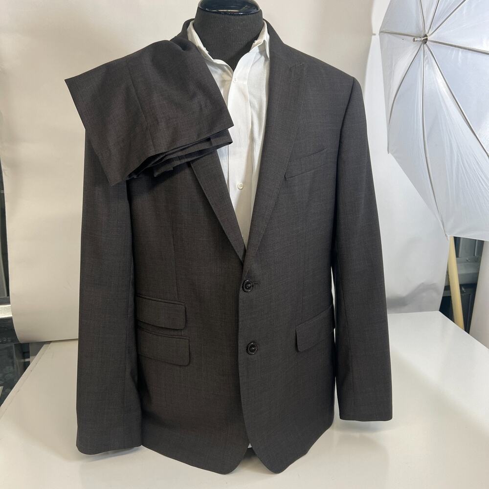 Banana Republic Suit‎ Men Brown 2 PC Slim Fit Tessuto Marzotto Peak Lapel 46 38